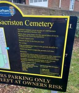 Sacriston Cemetery, Front Street, Sacriston, Info board © DCC 05/03/2022